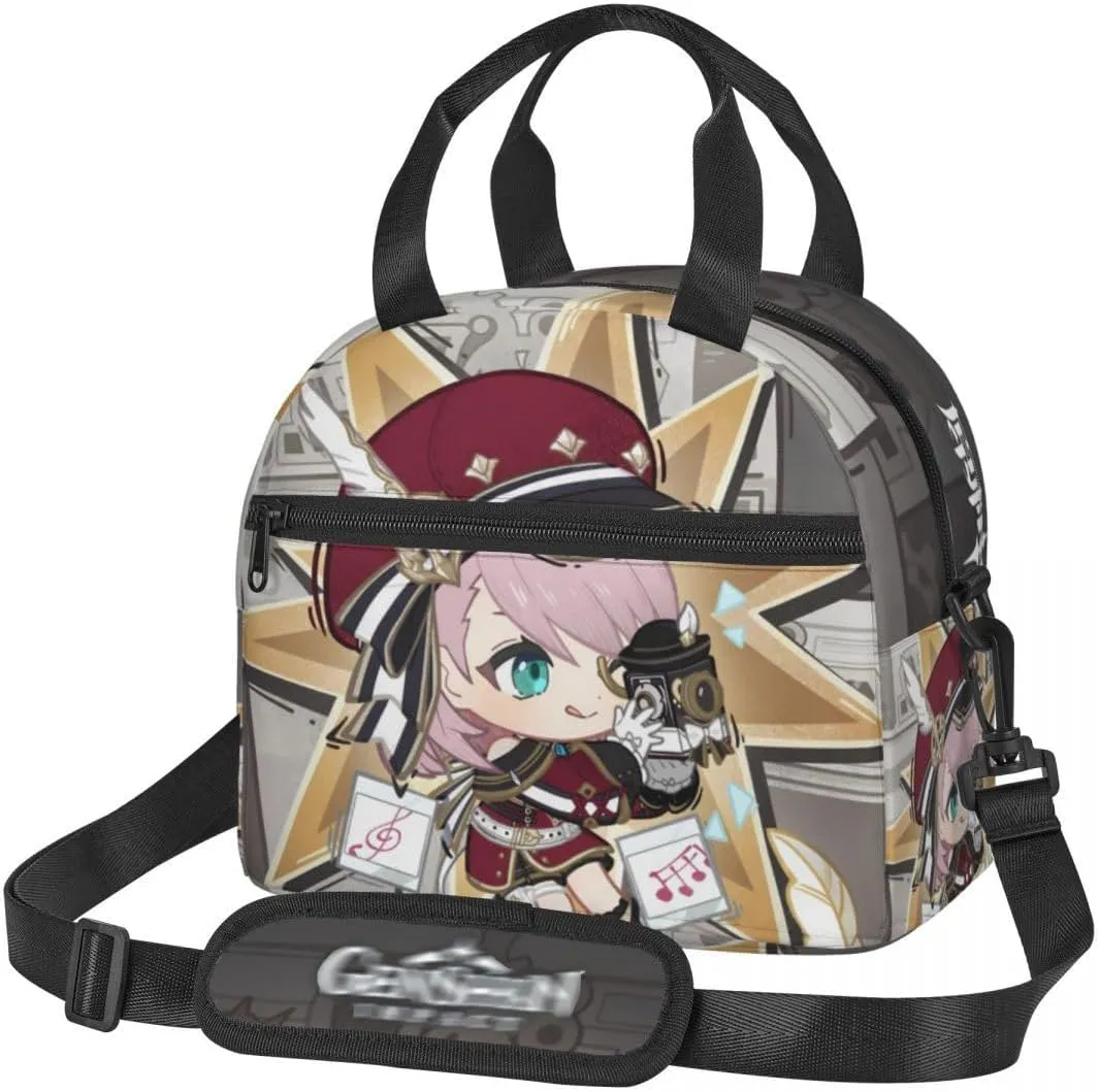 Cute Chibi Lunch Bag Reusable Portable Insulation Game Lunch box for Office Work Picnic Travel Charlotte Shoulder Bag, Size 1