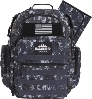 Dad Diaper Bag Backpack with Changing Pad. Waterproof Military Diaper Backpack for Men w/Insulated Compartment (Gray)