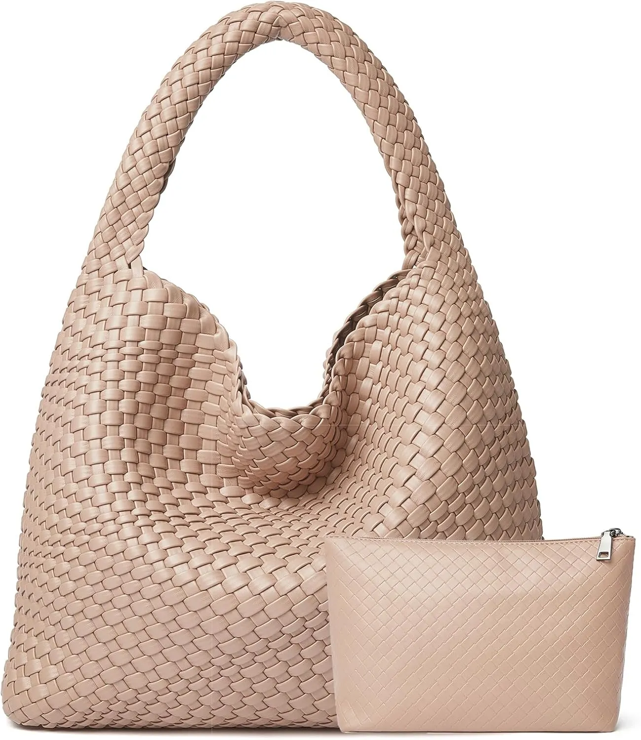 DAILANDO Fashion Woven Tote Bag For Women Soft Hobo Weave Shoulder Purse With Insert Organizer