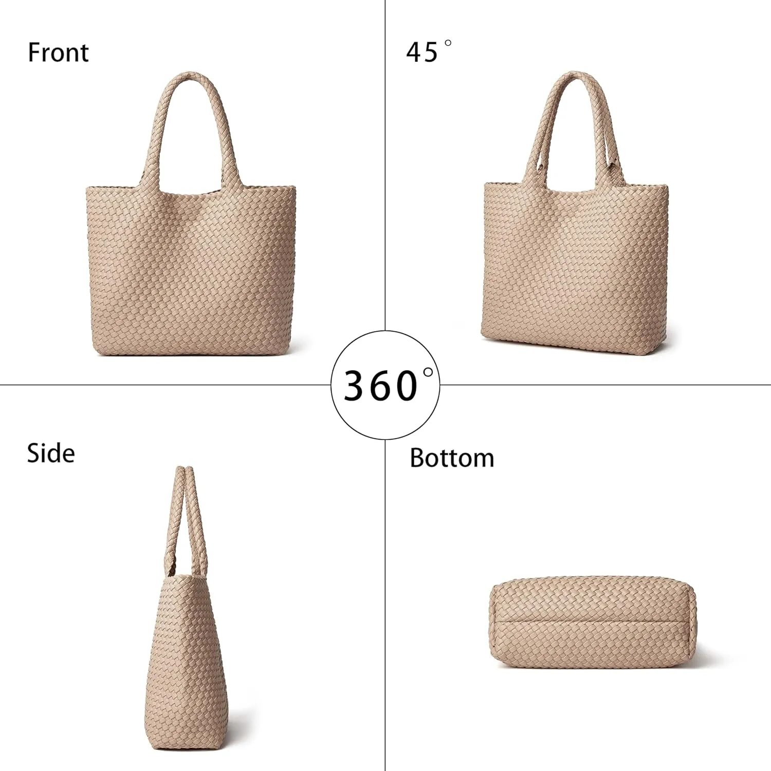 DAILANDO Fashion Woven Tote Bag For Women Soft Hobo Weave Shoulder Purse With Insert Organizer