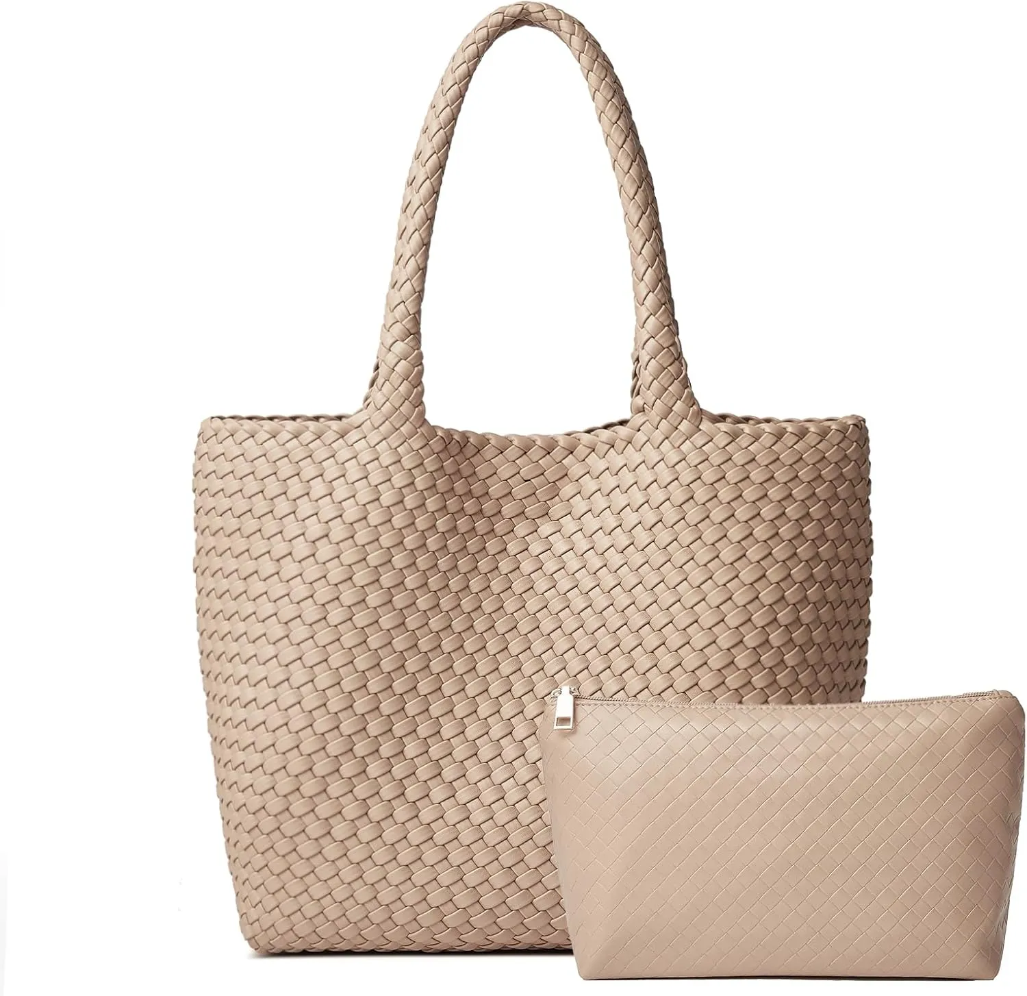 DAILANDO Fashion Woven Tote Bag For Women Soft Hobo Weave Shoulder Purse With Insert Organizer