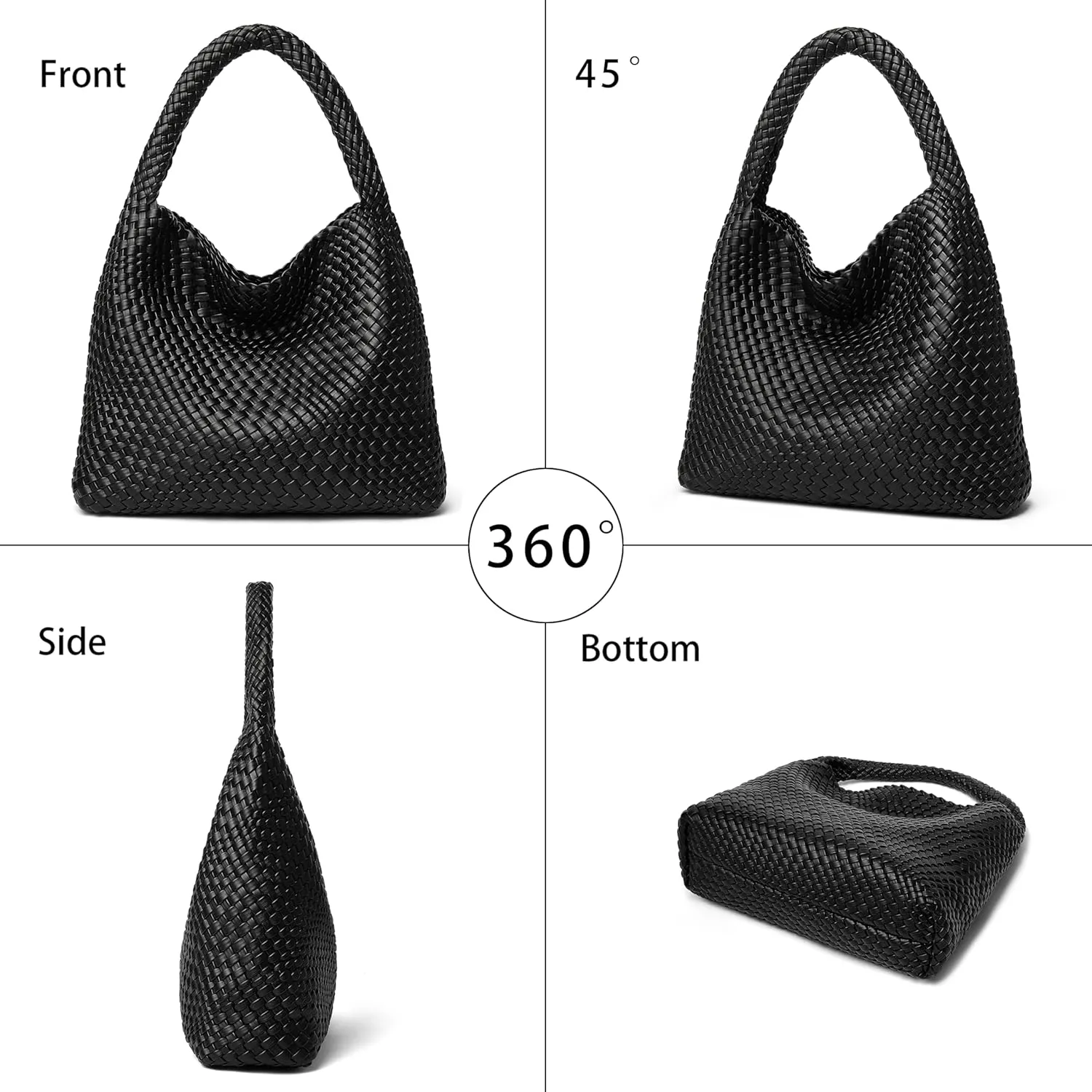 DAILANDO Fashion Woven Tote Bag For Women Soft Hobo Weave Shoulder Purse With Insert Organizer