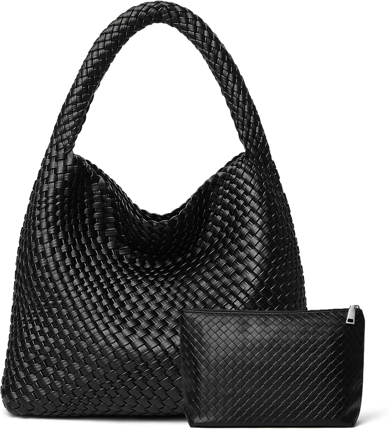 DAILANDO Fashion Woven Tote Bag For Women Soft Hobo Weave Shoulder Purse With Insert Organizer