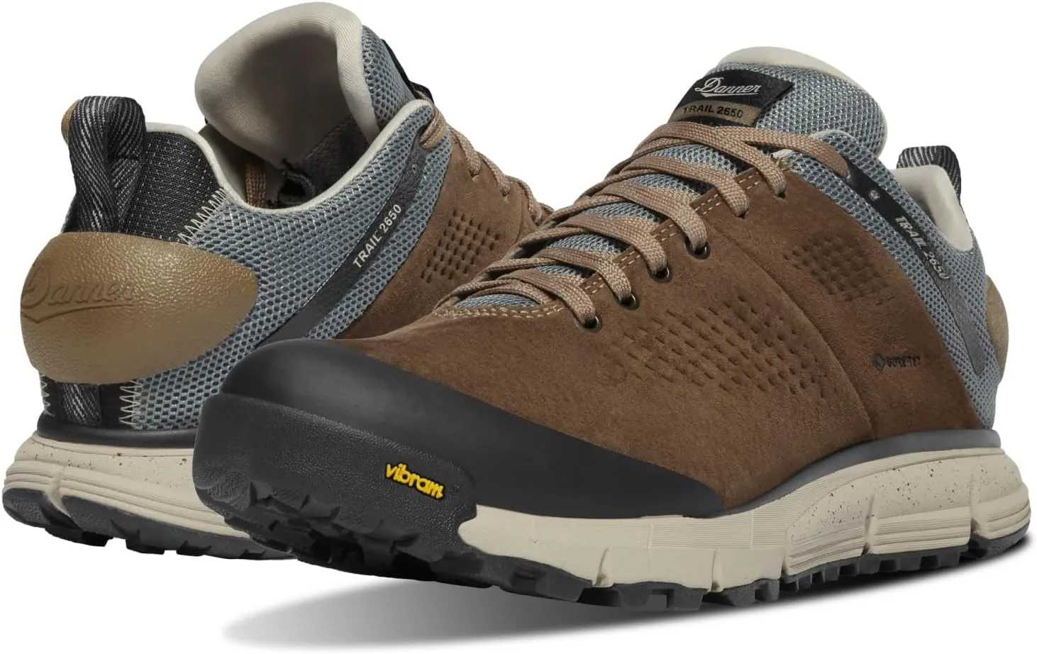 Danner Trail 2650 3” Waterproof Hiking Shoes for Men - Durable Leather & Textile Upper with Breathable Gore-Tex Lining and Vibram Traction Outsole, Kangaroo Brown/Stormy Weather - 10 D