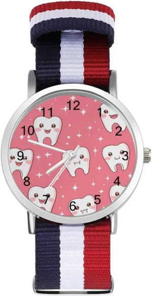 Dentist Dental Hygienist Unisex Watch Lightweight Breathable Woven Nylon Wrist Strap Watch with Metal Buckle