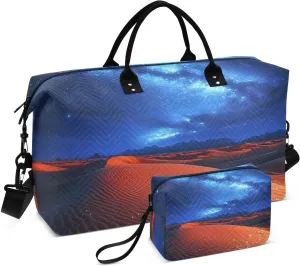 Desert Landscape Nebula Duffel Bag for Traveling, Gym Bags with Multiple Interior Pockets for Women Men Toiletry Purse Included 20.5”x 1.9” x 13.8”