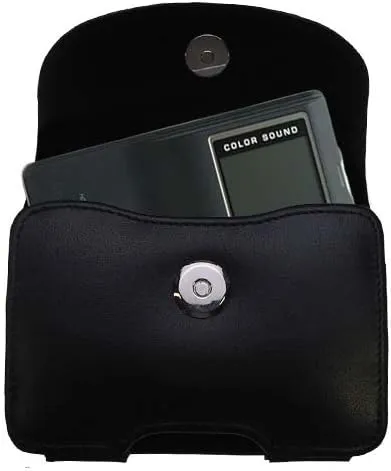 Designer Black Leather Cowon iAudio X5 Belt Carrying Case – Includes Optional Belt Loop and Removable Clip