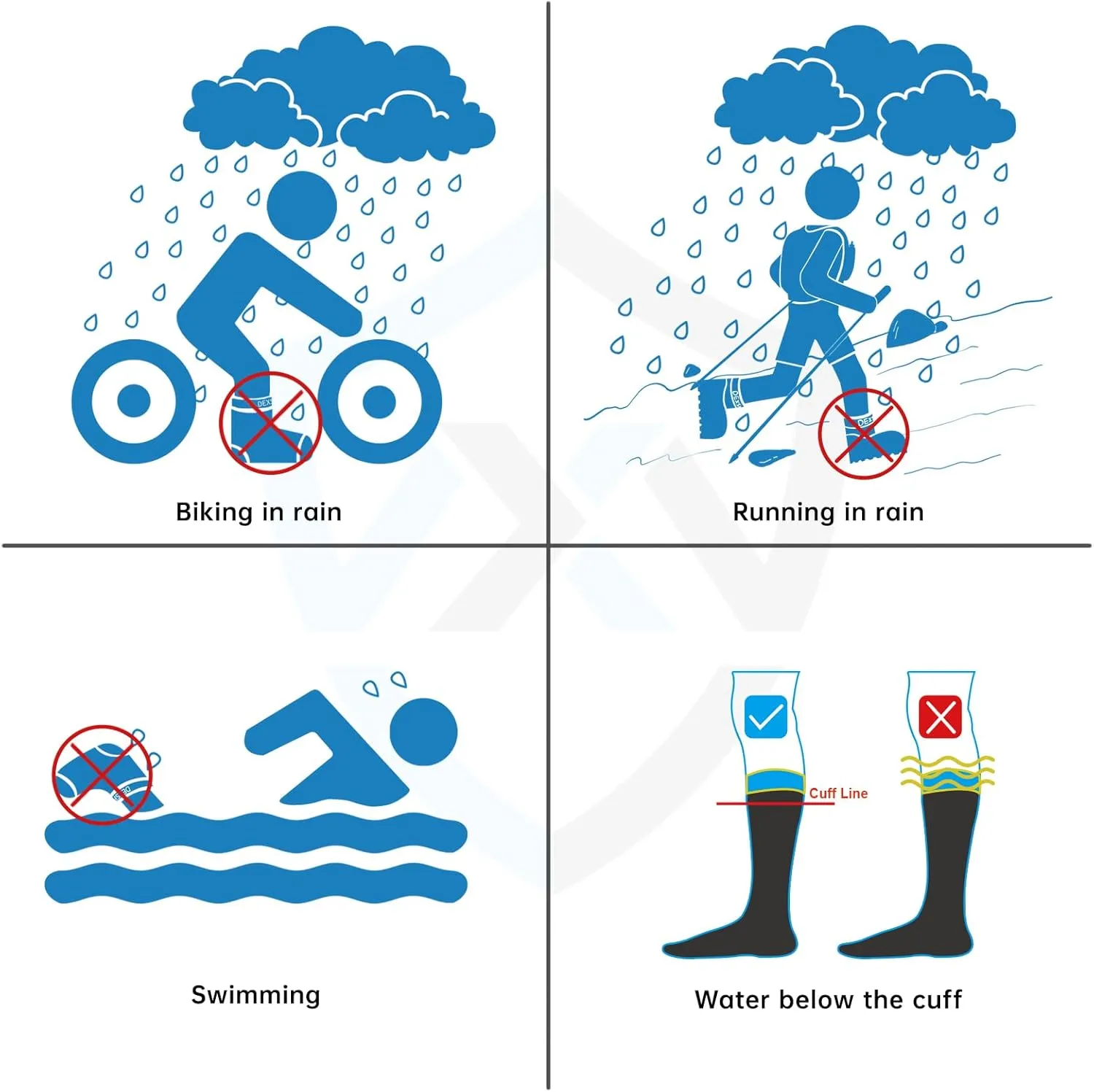 DexShell Waterproof Socks for Men & Women - Mid Calf Boot Sock, Warm for Hiking Camping in Extreme Cold Wet Weather