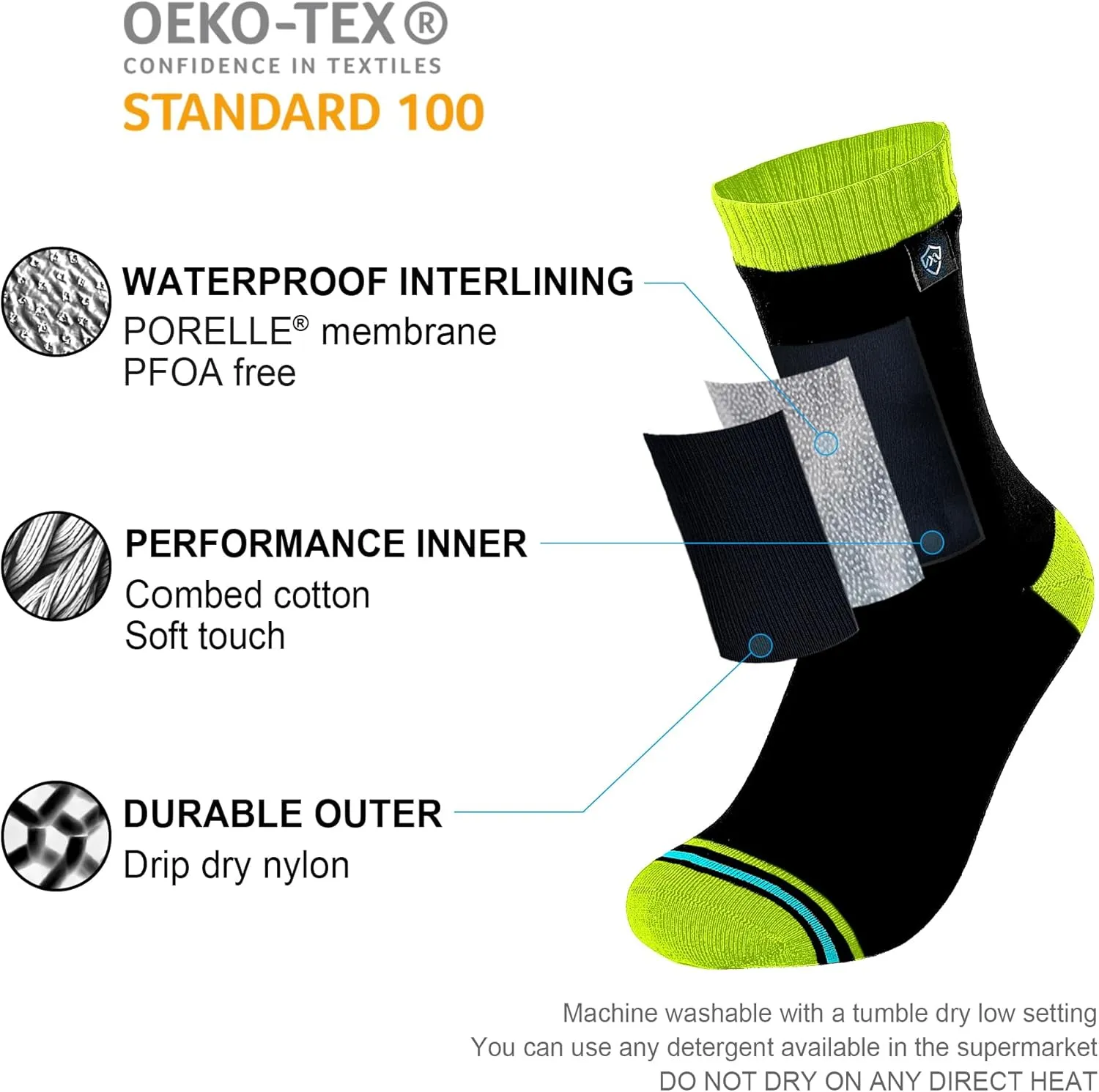 DexShell Waterproof Socks for Men & Women, Ultralite for Hiking Walking Outdoor Activities in Cold Wet Weather, Unisex Ankle