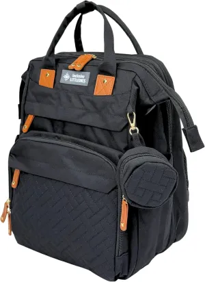 Diaper Backpack with Changing Station – Black Baby Bag with Reusable Wipes Pouch & Waterproof Pacifier Holder – Perfect for Boys & Girls