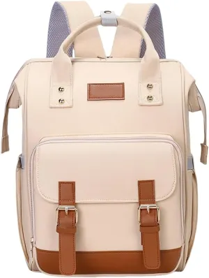 Diaper Bag Backpack for Women Large Capacity with Insulated Pockets, Portable Multifunctiona Travel Daypack (Khaki)