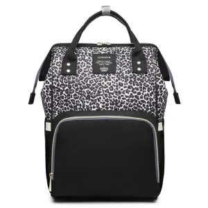 Diaper Bag Backpack, Leopard Multi function Baby Diaper Bag for Boys Girls Waterproof Backpack Travel Diaper Bag Gray