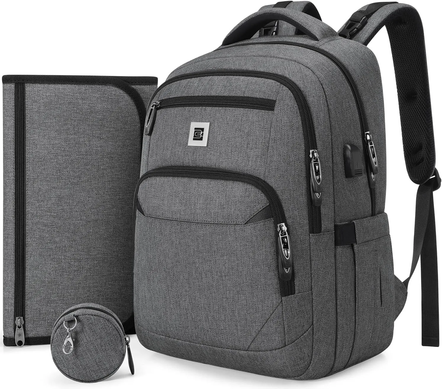 Diaper Bag Backpack, Multi function Baby Bag with Portable Changing Pad, Pacifier Holder,Diaper Bags with USB Charging Port,Perfect Baby Shower Gifts for Mom, Dad, Newborn