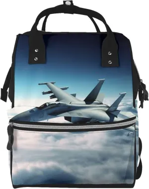 Diaper Bag Nappy Backpack Baby Bag Ocean Shark Mummy Backpack Multifunction Changing Bags for Travel, Aircraft Fighter Jets, One Size