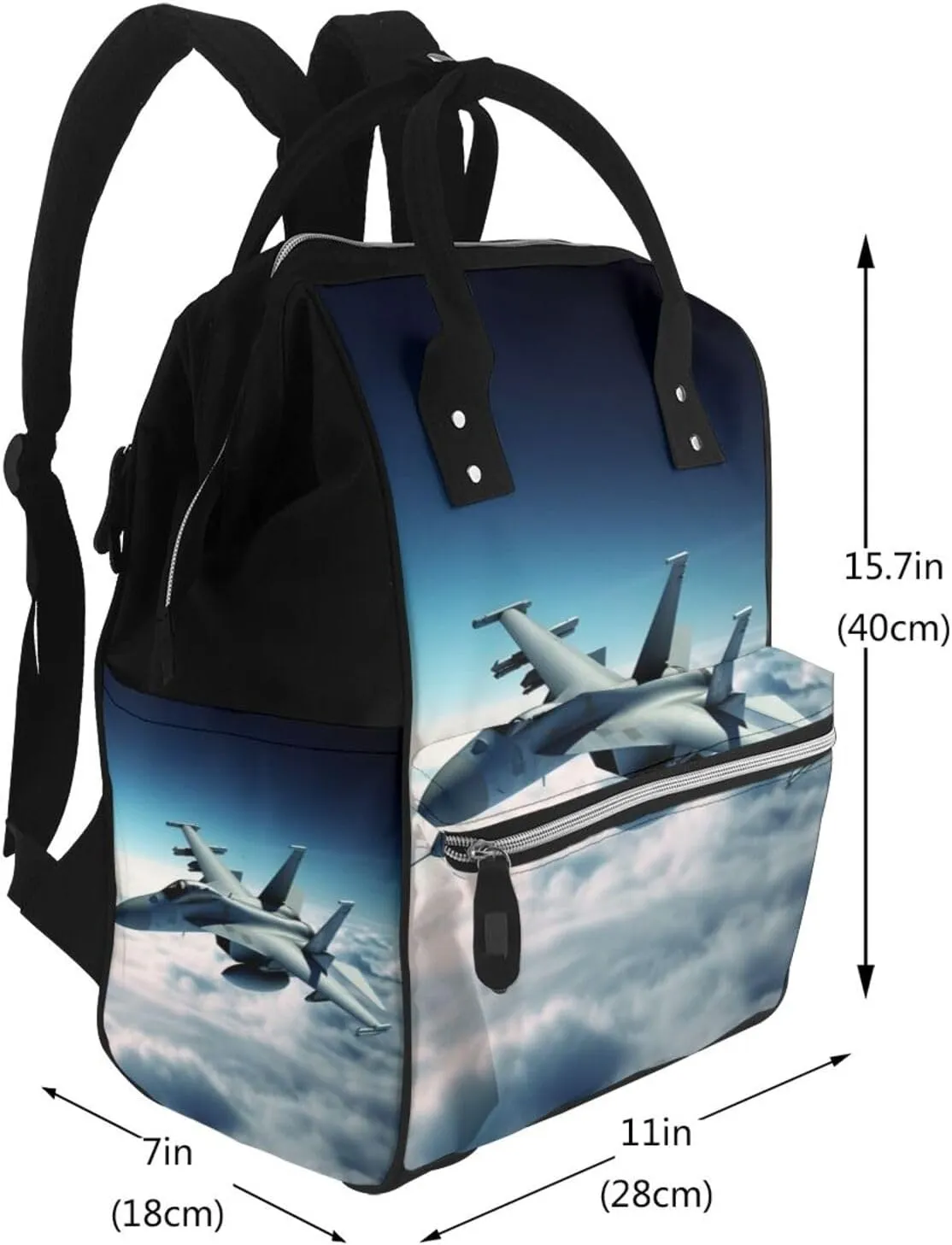 Diaper Bag Nappy Backpack Baby Bag Ocean Shark Mummy Backpack Multifunction Changing Bags for Travel, Aircraft Fighter Jets, One Size