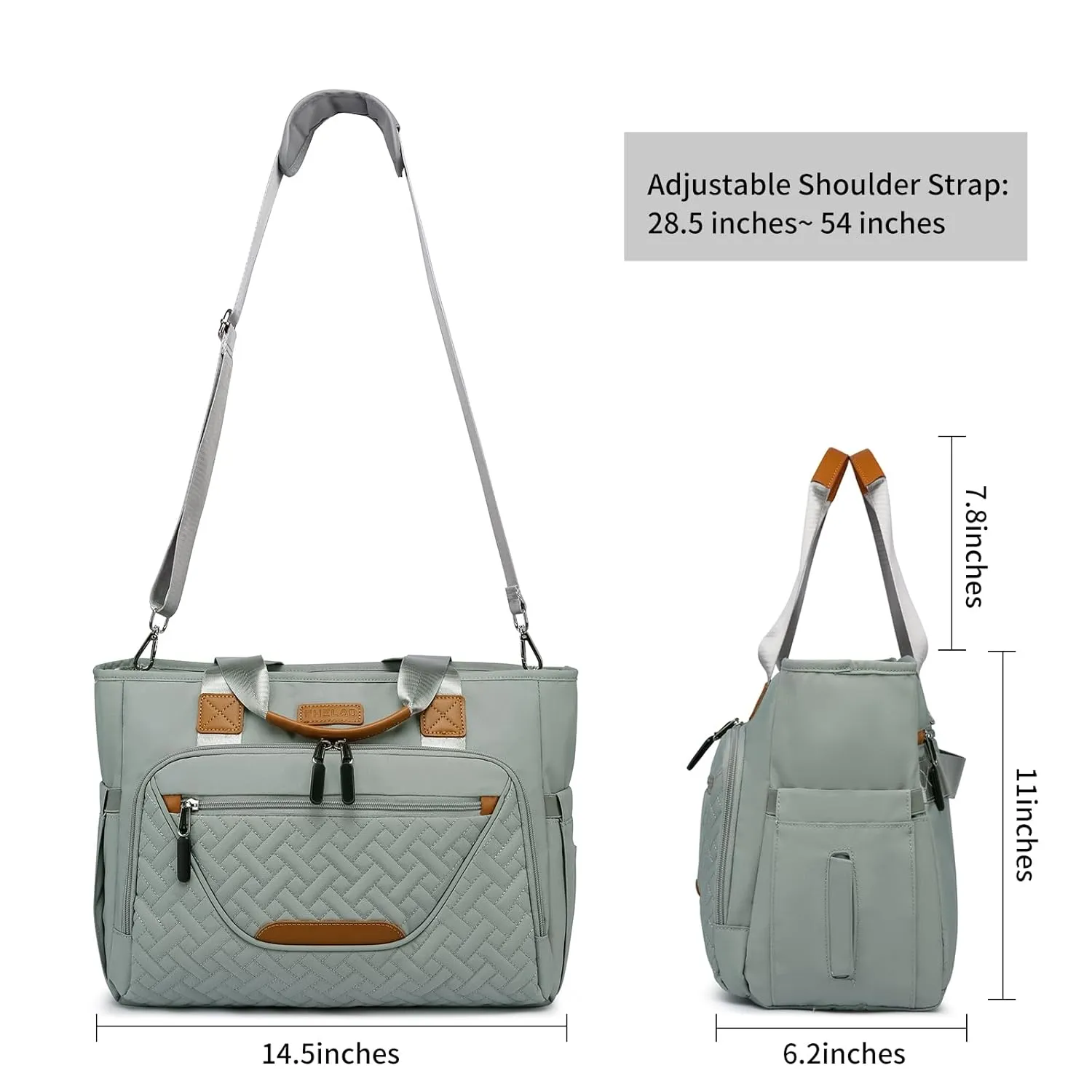 Diaper Bag Tote for Women, Large Tote Diaper Bag with 16 Inch Laptop Compartment for Mom (Morandi Grey)