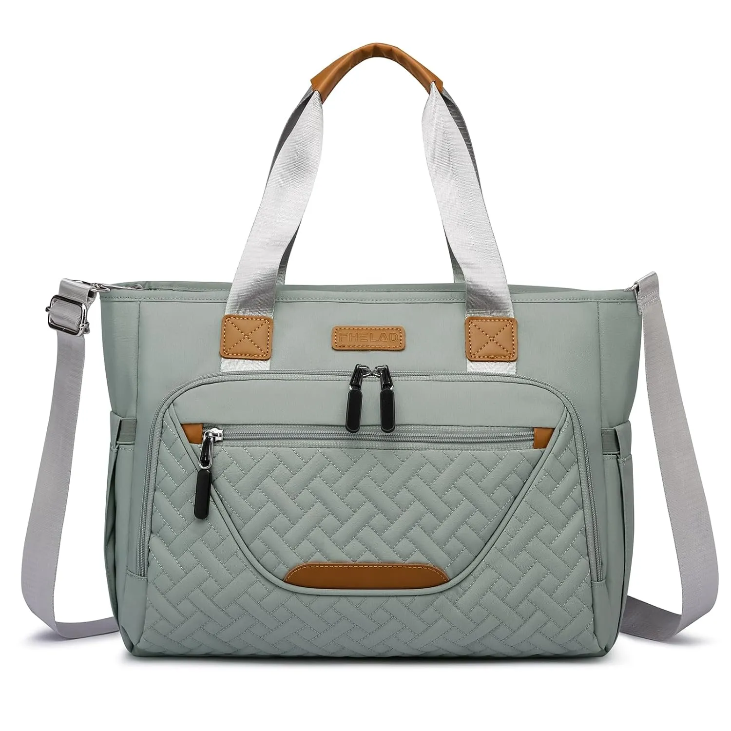 Diaper Bag Tote for Women, Large Tote Diaper Bag with 16 Inch Laptop Compartment for Mom (Morandi Grey)
