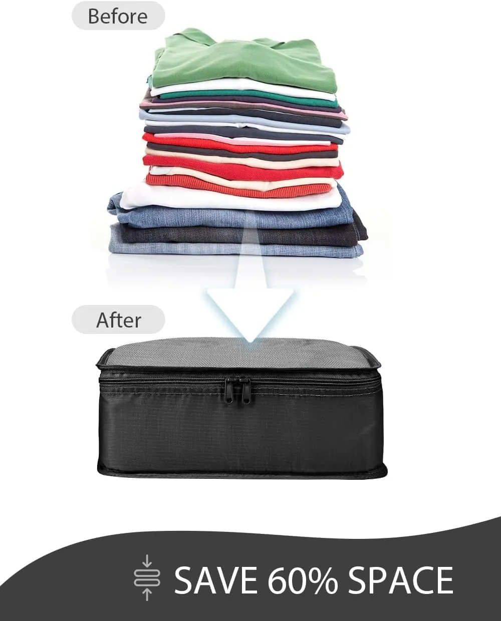DIMJ Packing Cubes for Travel 8 Set, Suitcase Organizer Bags Set Travel Cubes for Suitcase Lightweight Travel Packing Organizers for Shoes Clothes Cosmetics Toiletries. (Black)