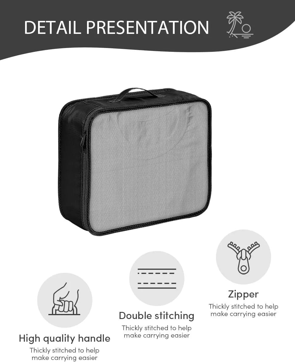 DIMJ Packing Cubes for Travel 8 Set, Suitcase Organizer Bags Set Travel Cubes for Suitcase Lightweight Travel Packing Organizers for Shoes Clothes Cosmetics Toiletries. (Black)