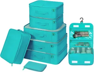 DIMJ Packing Cubes for Travel - Organizer Bags Set for Carry on Suitcase Lightweight Packing Cubes for Suitcase Cubes for luggage with Large Toiletries Bag (Green)