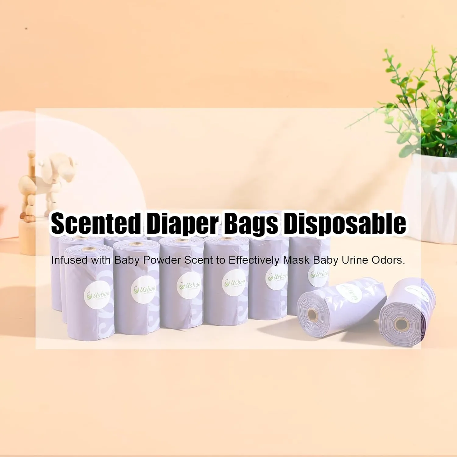 Disposable Diaper Bags for Baby, 20 Refill Rolls (300 Pack),Baby Poop Bags with Dispenser, Essential for Travel and Quick Change on The Go, Purple and Lavender Scented