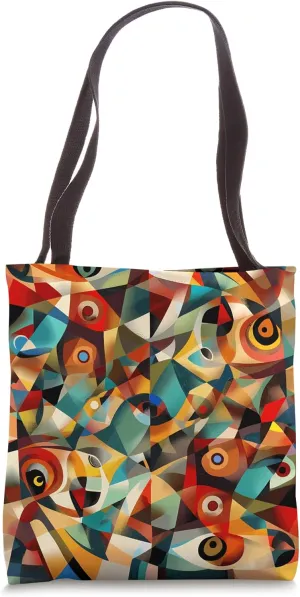Dizzy Abstract Cubism Pattern Tote Bag