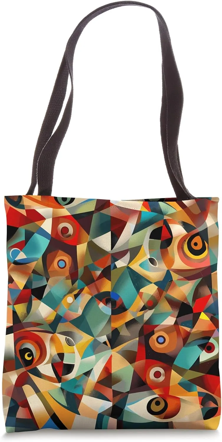 Dizzy Abstract Cubism Pattern Tote Bag