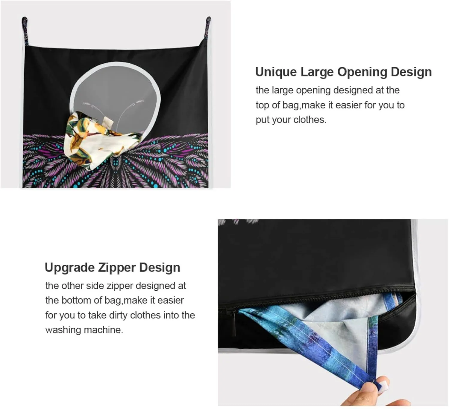 Door Hanging Laundry Hamper Bag with Free Adjustable Stainless Steel Hooks Dirty Clothes Hamper Extra Large Over the Door Laundry Hamper Butterfly Black 29.5X20inch 1 PCS