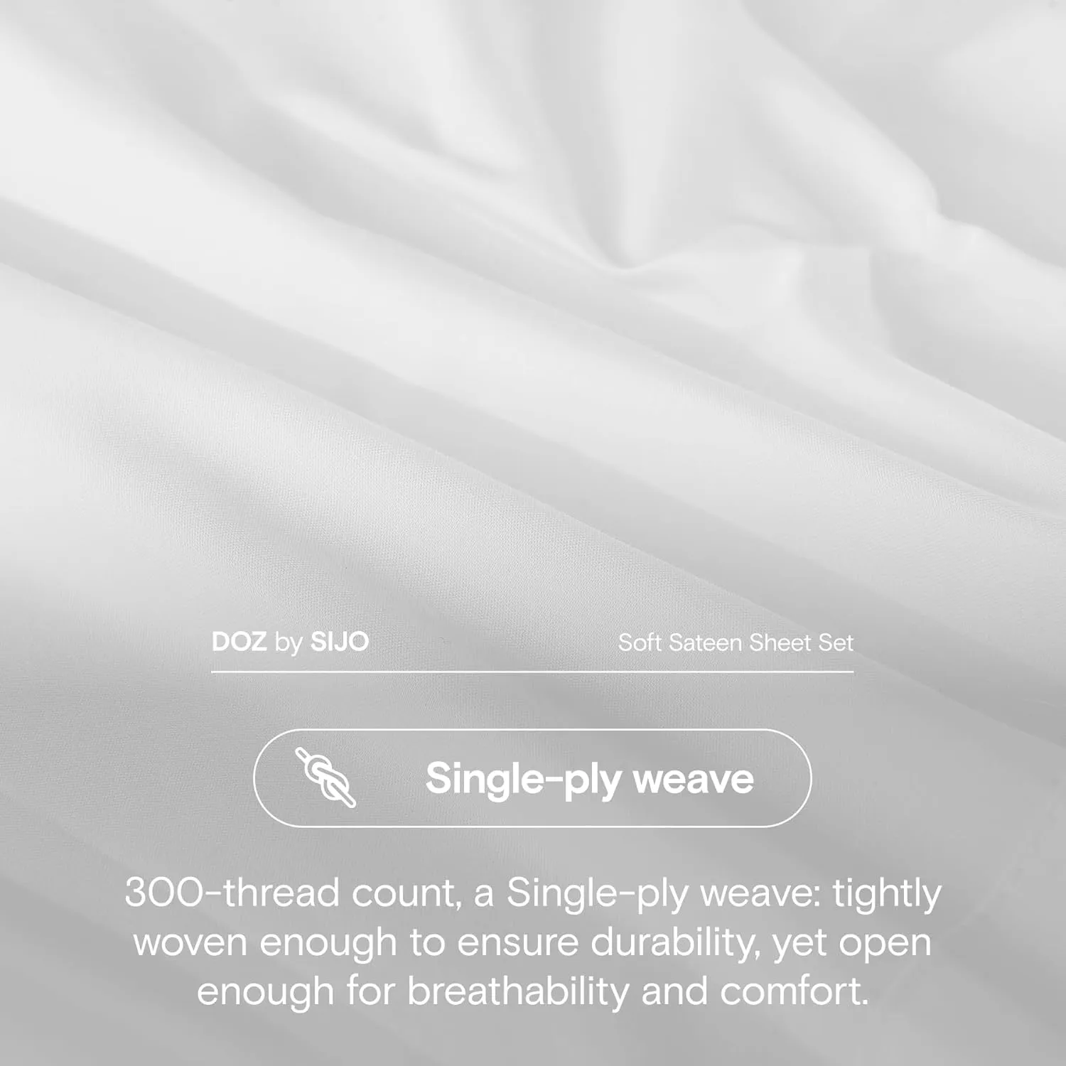 DOZ 100% Long Staple Cotton Sheet Sets, Soft Sateen Weave Cotton, Smooth, Breathable, Cooling Sheets, Hotel Comfort, Durable, 3pc – 2 Pillowcases 1 Fitted (Snow, Queen)