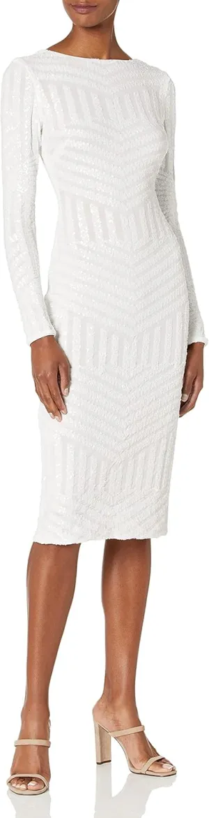 Dress the Population Womens Emery Dress, White, Large US