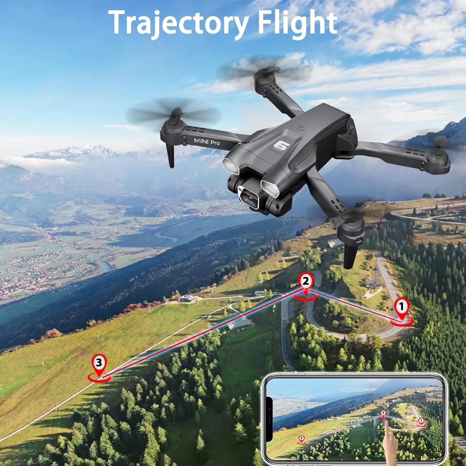 Drone with Camera for Adults, 1080P HD Mini FPV Drones for Kids Beginners, Foldable RC Quadcopter Toys for Boys Girls with Altitude Hold, 3D Flip, 3 Speeds, Headless Mode, Carrying Case