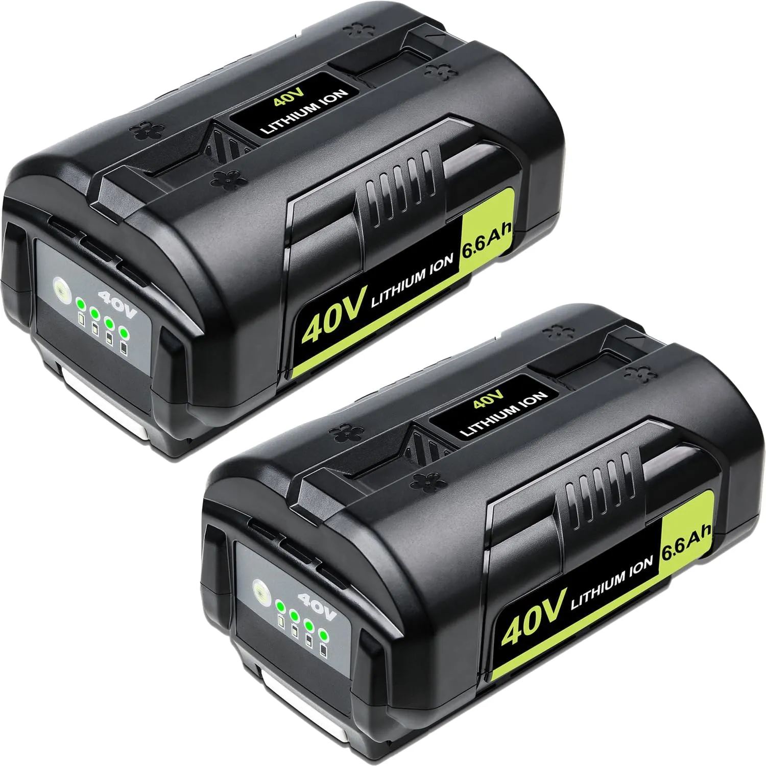 DTK Replacement for Ryobi 40V Battery 6.6Ah OP4040 OP4026 OP4030 OP4050 OP4060A 40 Volt Cordless Tool Lithium ion Batteries 2 Packs