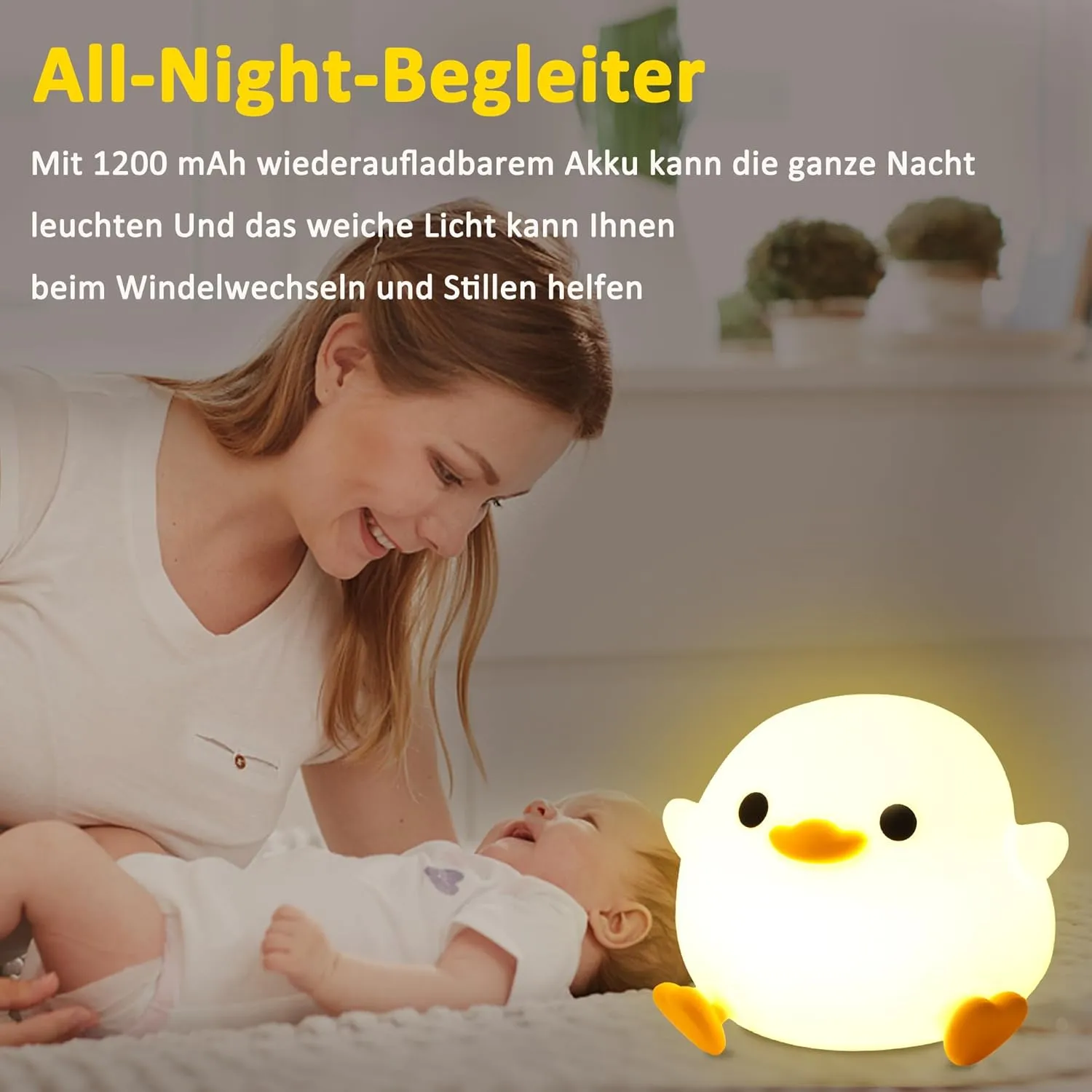 Duck Night Light, Cute Duck Gift for People, Duck Light Gift, Dormitory Decorative Light, ABS SIL, Touch Control, Portable Rechargeable Dimmable, Best Choice for Gift Giving (DoDo Duck)