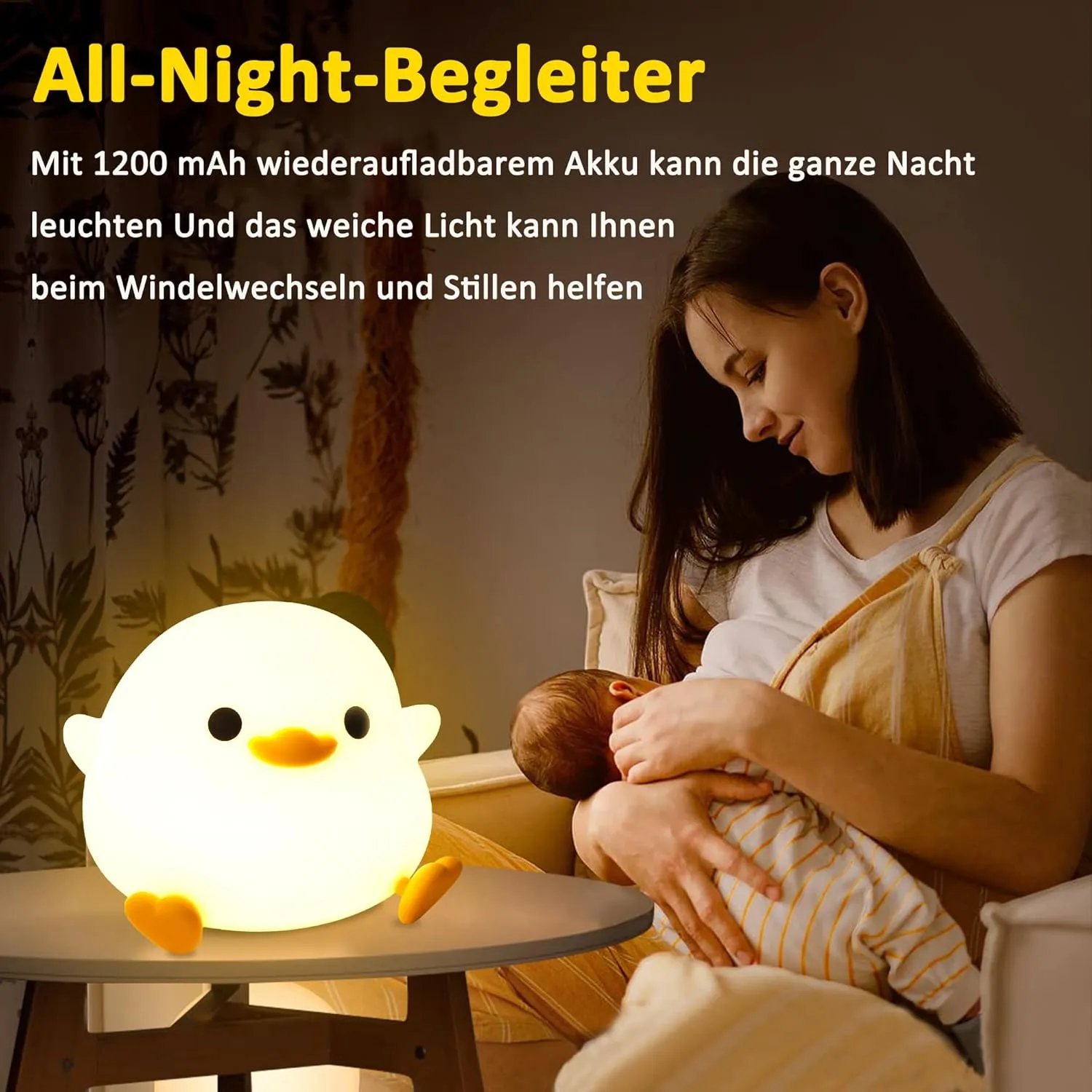 Duck Night Light, Cute Duck Gift for People, Duck Light Gift, Dormitory Decorative Light, ABS SIL, Touch Control, Portable Rechargeable Dimmable, Best Choice for Gift Giving (DoDo Duck)