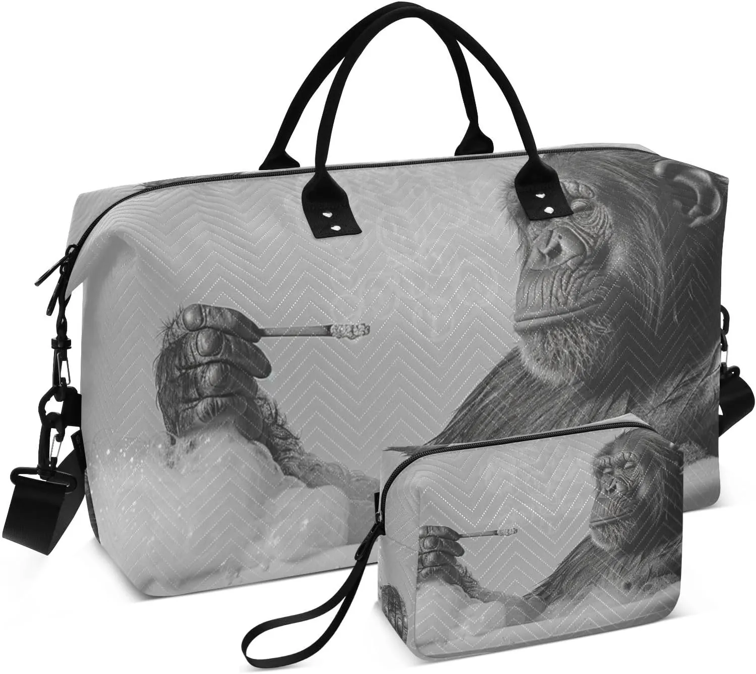 Duffel Bag for Traveling, Ape Bathtub White Gym Bags with Multiple Interior Pockets for Women Men Toiletry Purse Included 20.5”x 1.9” x 13.8”