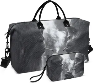 Duffel Bag for Traveling, Sasquatch Alien Funny White Gym Bags with Multiple Interior Pockets for Women Men Toiletry Purse Included 20.5”x 1.9” x 13.8”