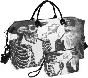 Duffel Bag for Traveling, Skeleton Sasquatch Funny Gym Bags with Multiple Interior Pockets for Women Men Toiletry Purse Included 20.5”x 1.9” x 13.8”