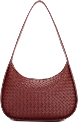 E Woven Pattern Shoulder Bag for Women Small Tote Hobo Handbag Mini Purse