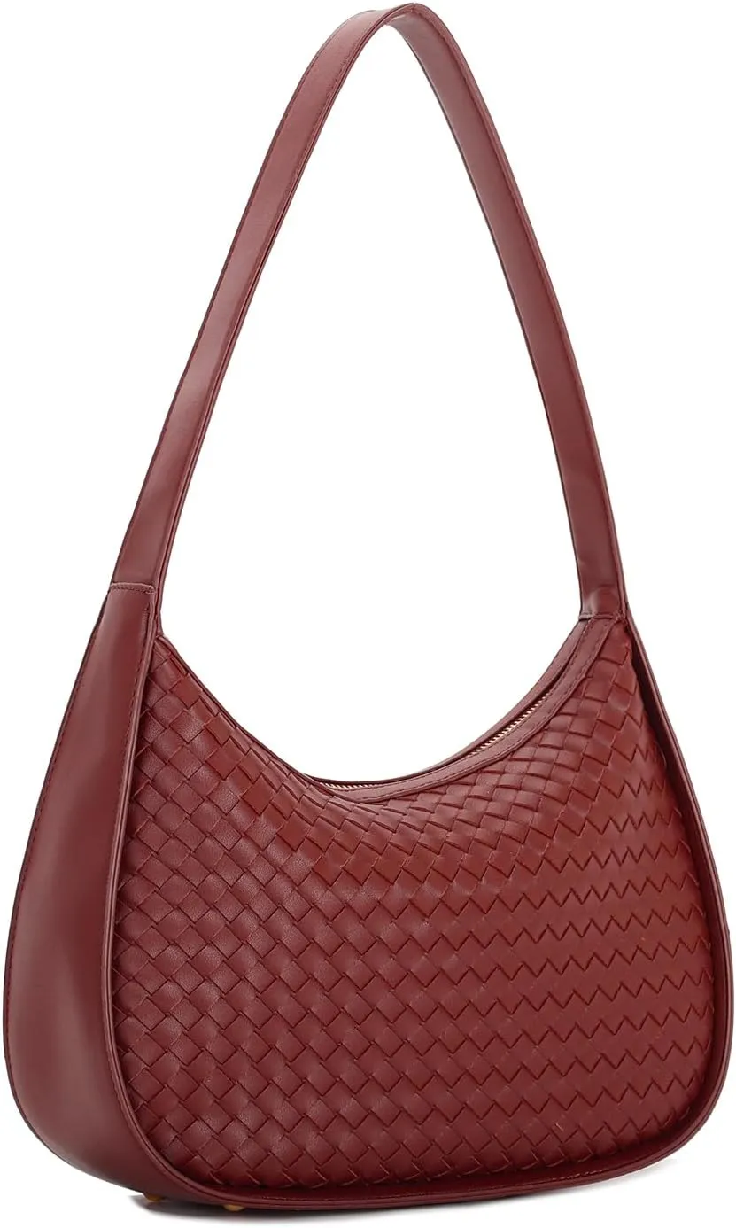 E Woven Pattern Shoulder Bag for Women Small Tote Hobo Handbag Mini Purse