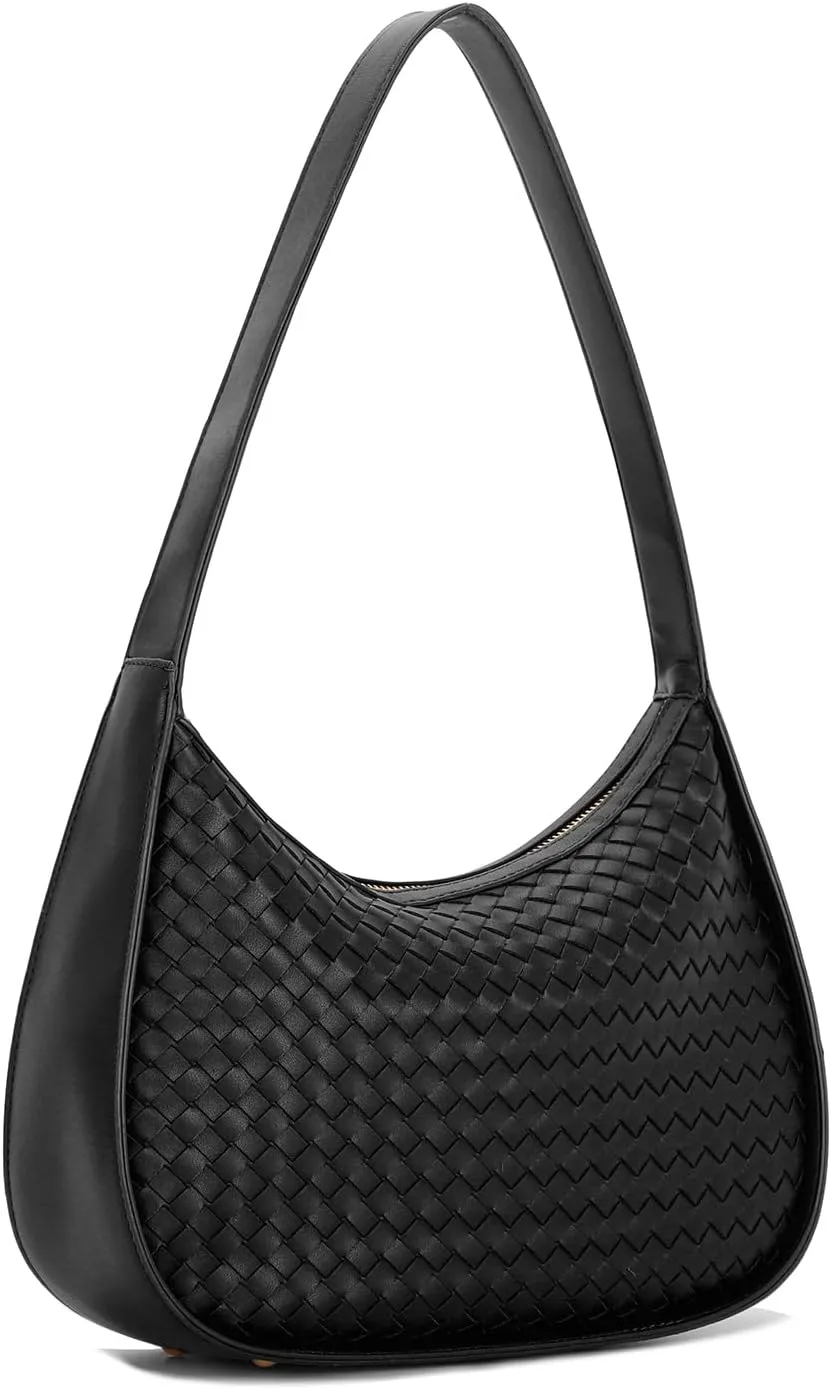 E Woven Pattern Shoulder Bag for Women Small Tote Hobo Handbag Mini Purse