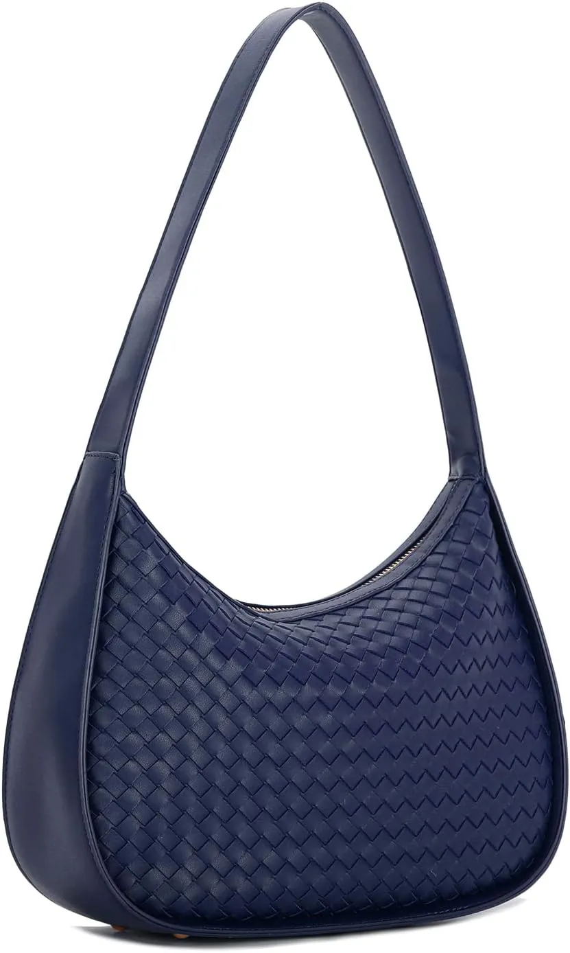 E Woven Pattern Shoulder Bag for Women Small Tote Hobo Handbag Mini Purse