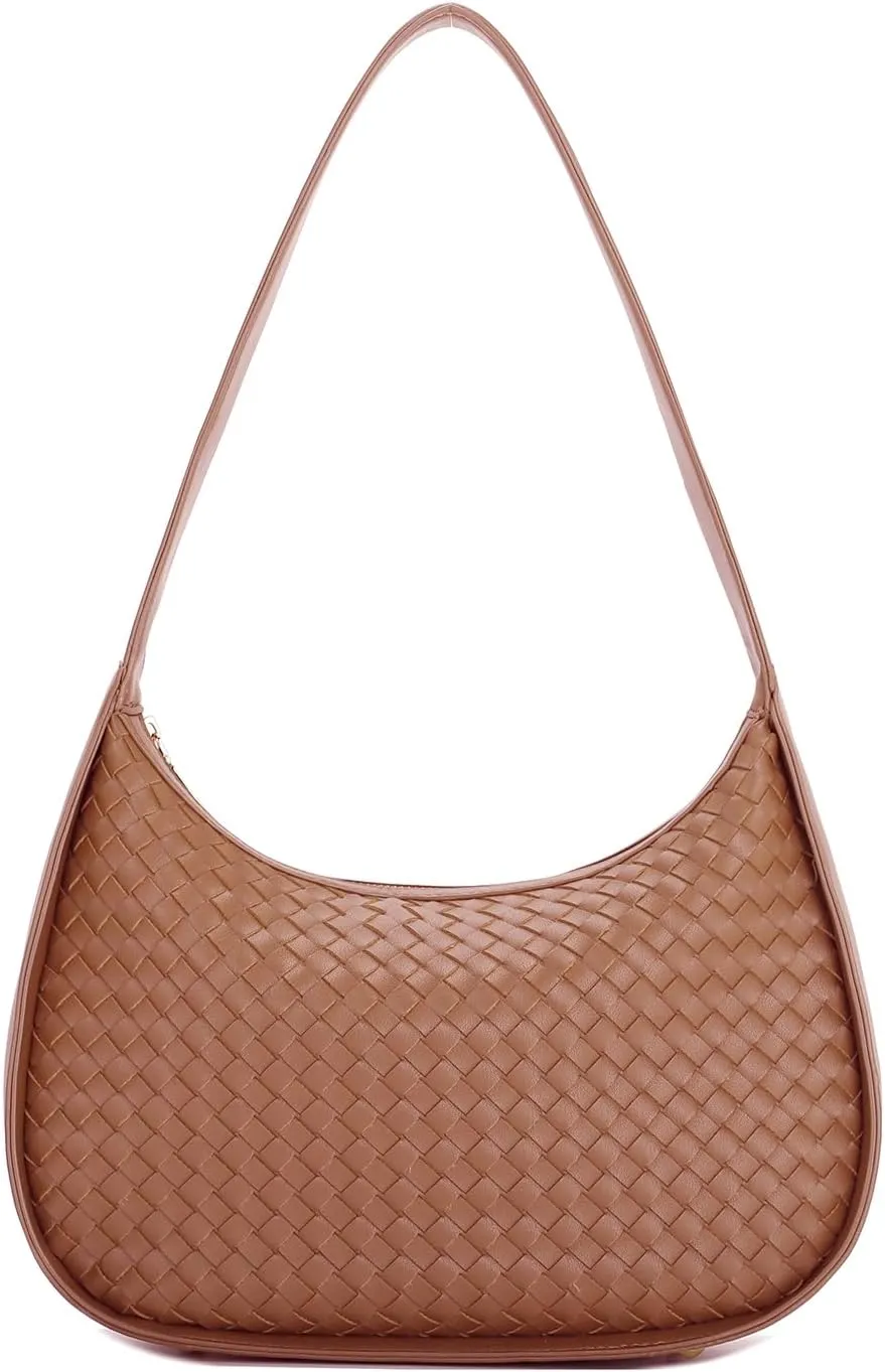 E Woven Pattern Shoulder Bag for Women Small Tote Hobo Handbag Mini Purse
