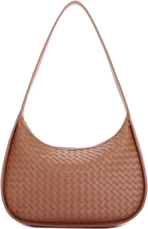E Woven Pattern Shoulder Bag for Women Small Tote Hobo Handbag Mini Purse