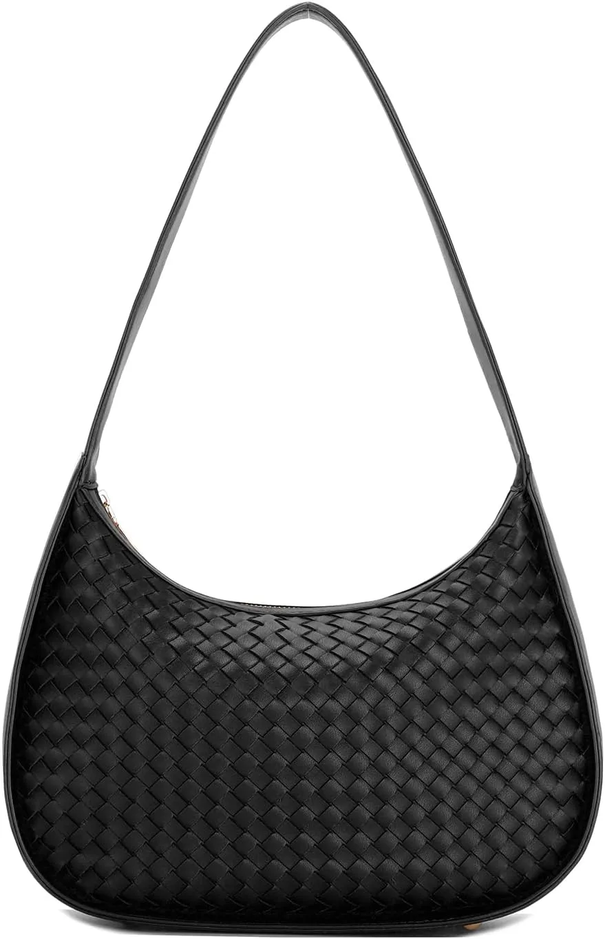 E Woven Pattern Shoulder Bag for Women Small Tote Hobo Handbag Mini Purse