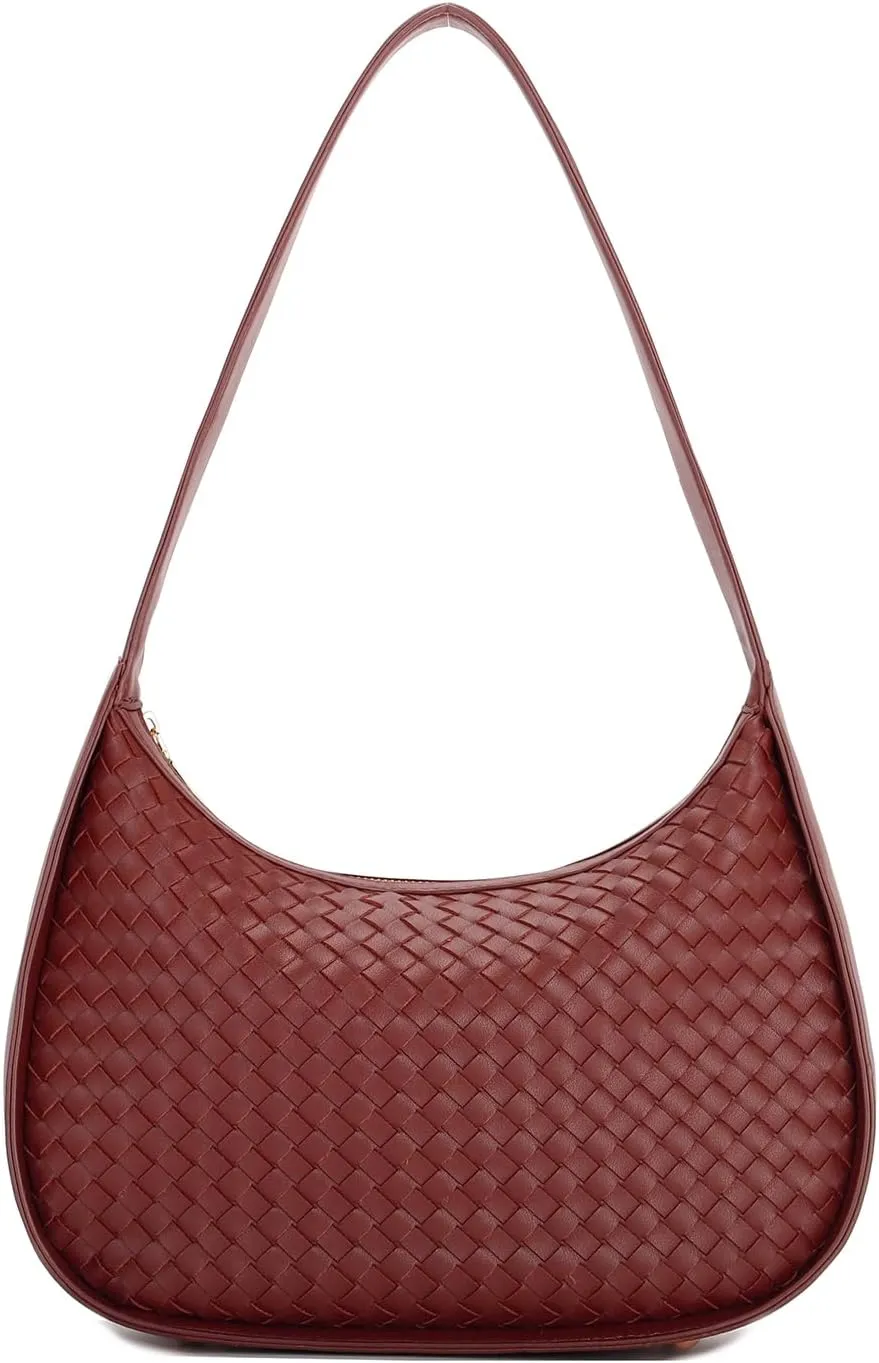 E Woven Pattern Shoulder Bag for Women Small Tote Hobo Handbag Mini Purse