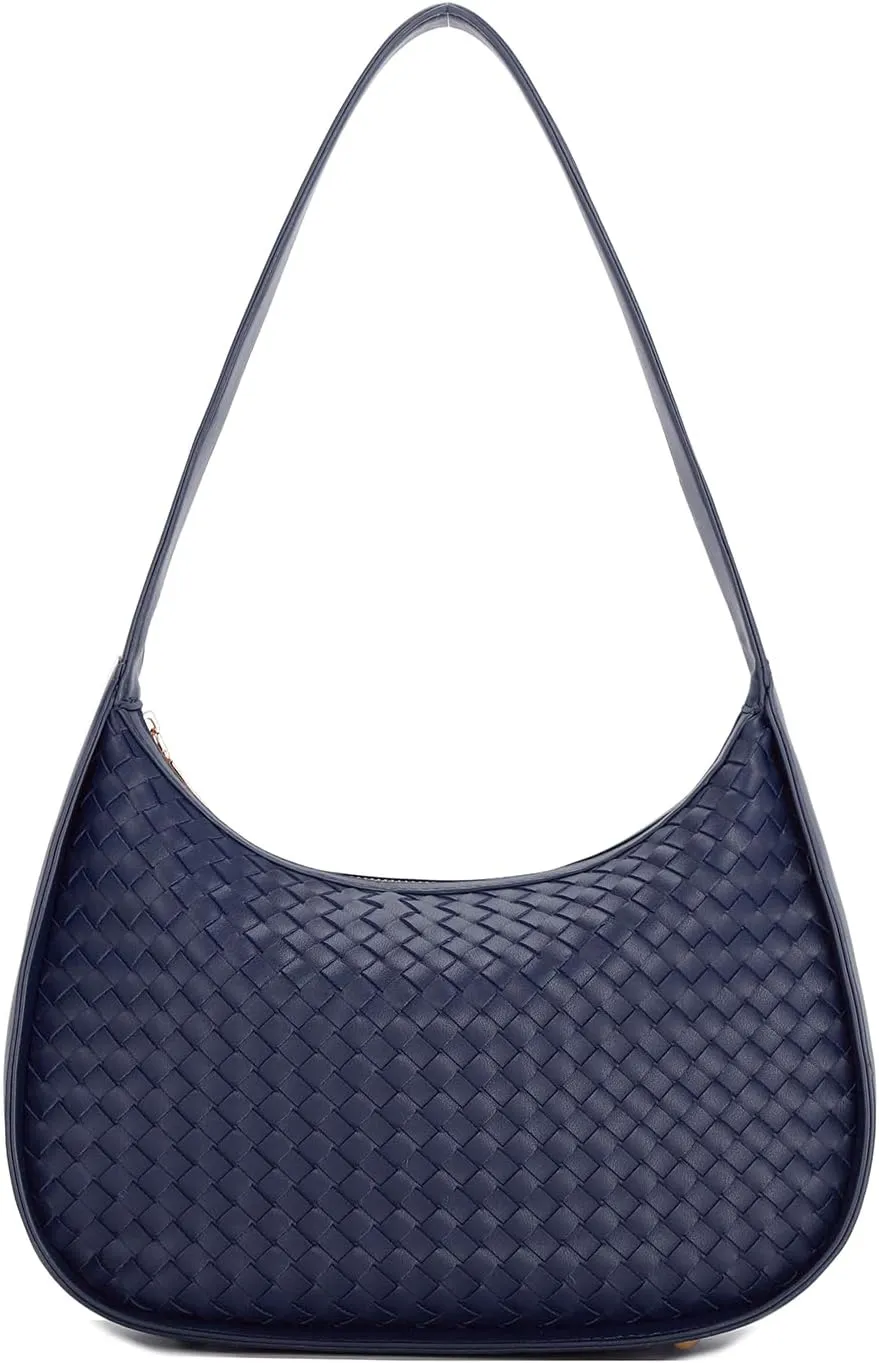 E Woven Pattern Shoulder Bag for Women Small Tote Hobo Handbag Mini Purse