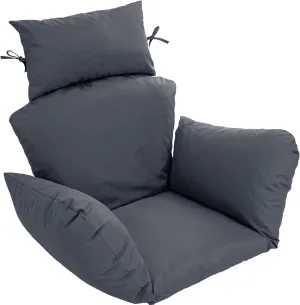 Egg Chair Cushion – Outdoor Hanging Chair Cushion, Replacement Cushions for Patio Swing, Waterproof, Fade- Resistant, Removable & Machine Washable Cover, Dark Grey