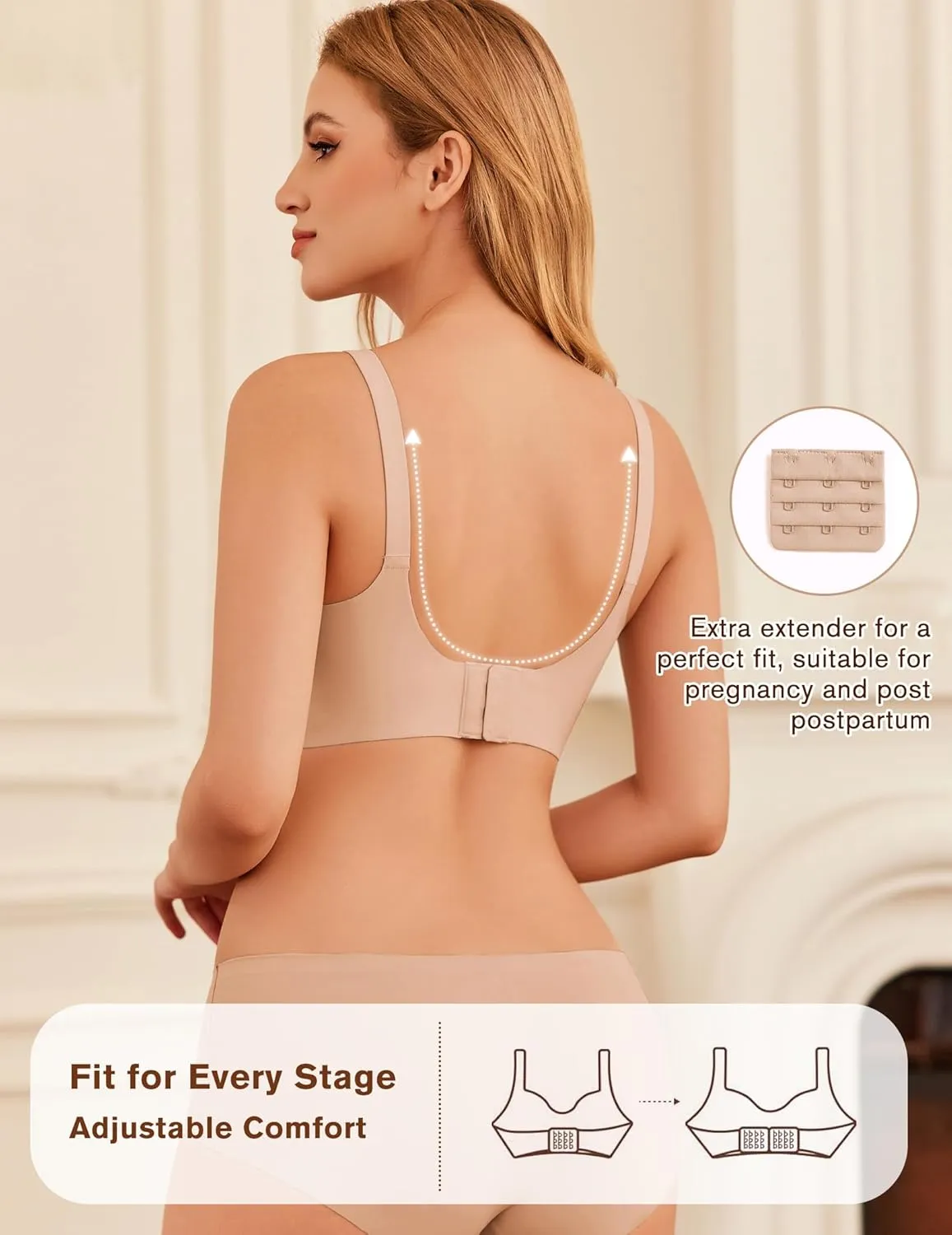 Ekouaer Women Mesh Support Nursing Bra Seamless Ultra Soft Maternity Bras Pregnancy Sleep Bralette with Extra Extenders