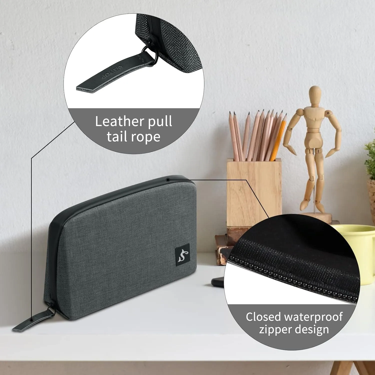 Electronic Organizer Case Bag, Waterproof Small Storage Backpack Charger for Cord, Hard Disk, Power Bank (Dark Gray Large)