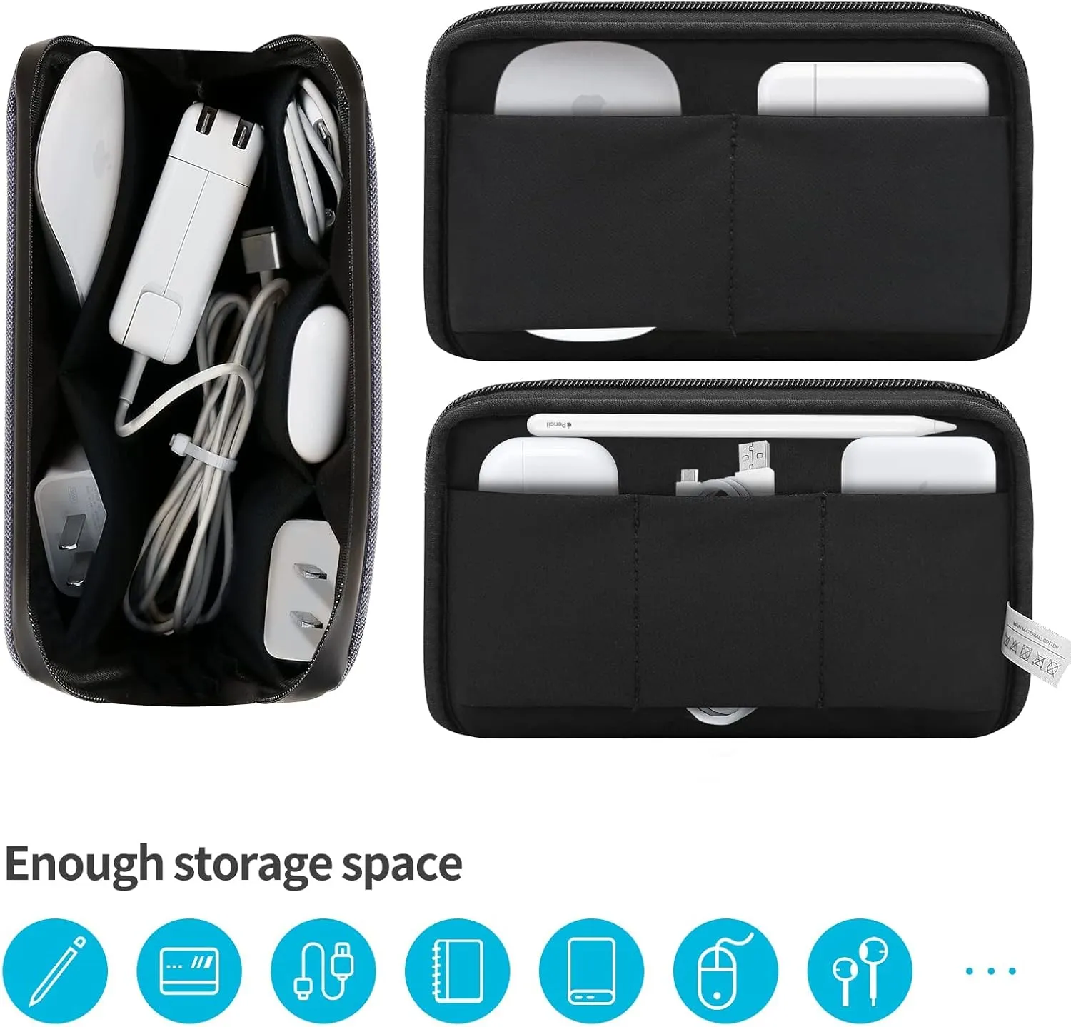 Electronic Organizer Case Bag, Waterproof Small Storage Backpack Charger for Cord, Hard Disk, Power Bank (Dark Gray Large)